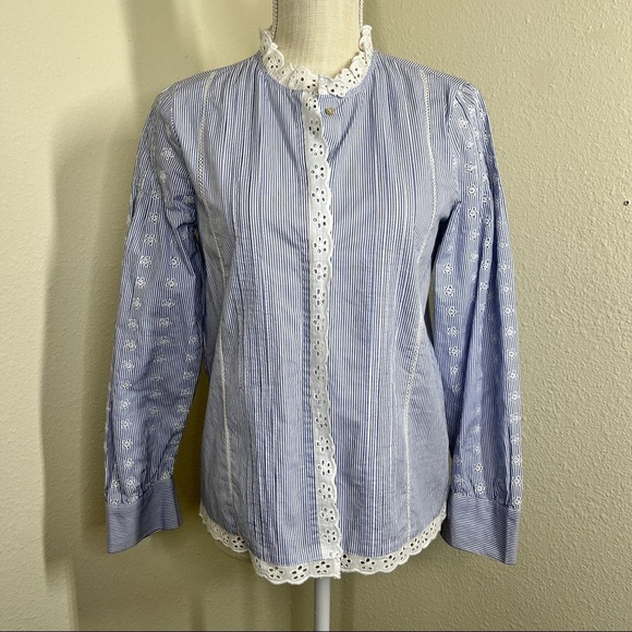 Zara Woman long sleeve pinstripe button down blouse - Picture 1 of 10